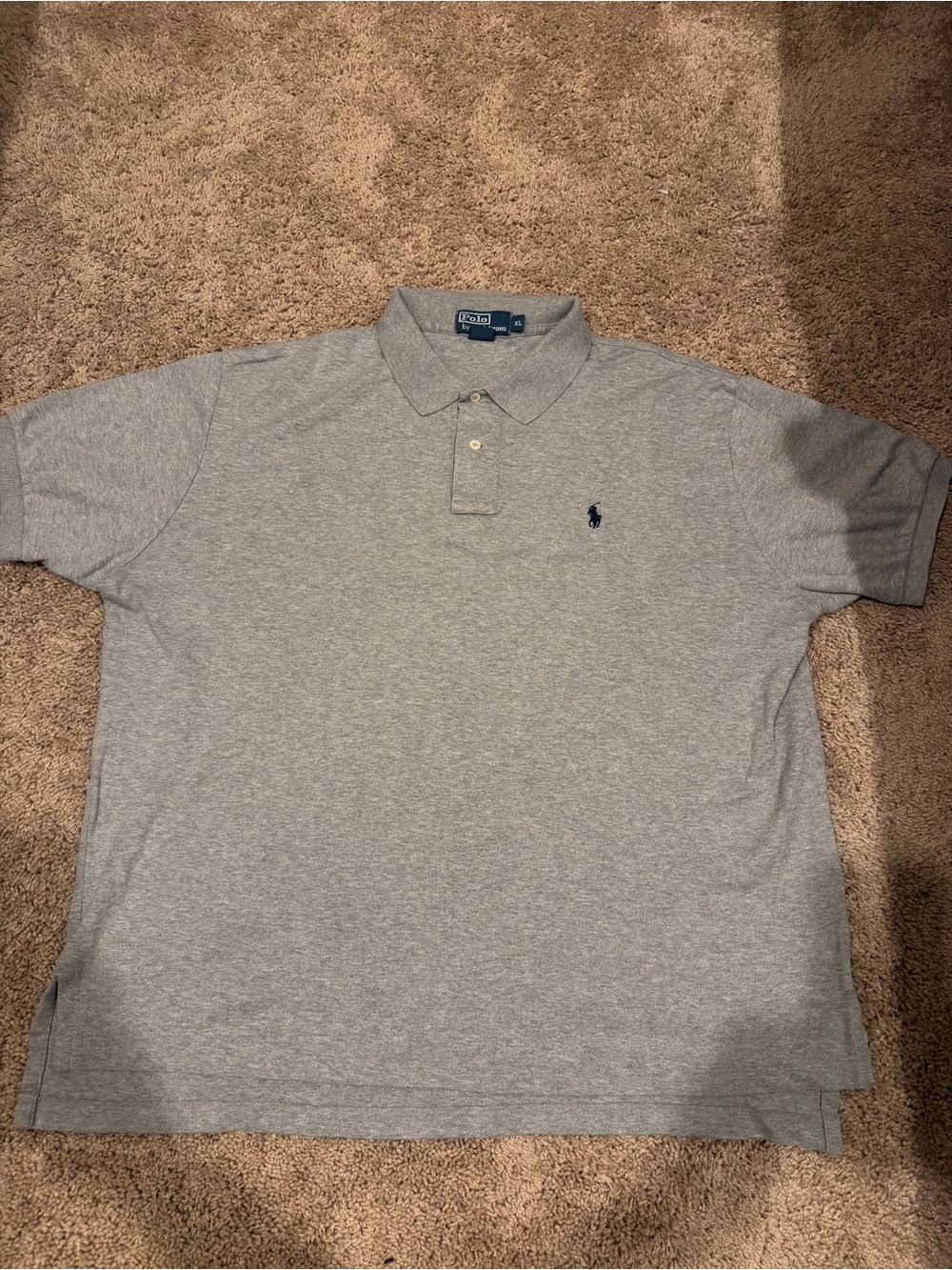 Polo by Ralph Lauren Men's Light Grey Polo with Navy Logo